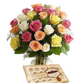 25 colorful roses with chokolates | Flower Delivery Tolyatti