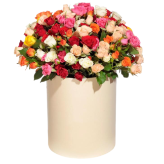 Mixed roses in a hatbox | Flower Delivery Tolyatti