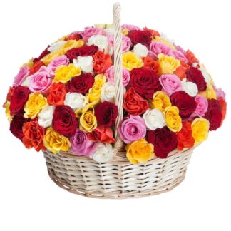 51 colorful roses in the basket | Flower Delivery Tolyatti